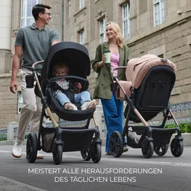Kinderkraft MOOV2 AIR Kinderwagen 3 in 1 Kinderwagenset bis 26 kg mit Kindersitz I-SIZE 40-75 cm, Buggy Funktion, Liegeposition verstellbar, Große ausziehbare Verdeck, Aufblasbare Räder, Hellgrau