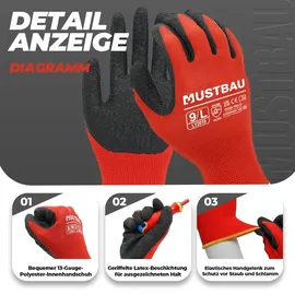 Tacklife Mustbau Arbeitshandschuhe 12 Pack,Rutschfest Gartenhandschuhe Montagehandschuhe, SIZE: S