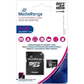 MediaRange MR956 microSDHC Class 10 + SD-Adapter 4 GB