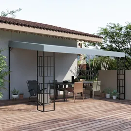 Outsunny Pergola 4 x 3 m Gartenpavillon Pavillon Überdachung Zelt Metall Polyester Grau - Outsunny