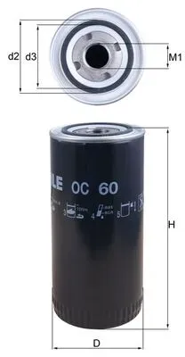 MAHLE Ölfilter oc60 Anschraubfilter 210,6mm Gewindemaß1-12UNF-2B für Fiat Volvo VW VM Ford ROVER STEYR GMC Mercedes RENAULT ENGESA BMW ISUZU MAN