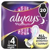 Always Platinum Secure Night Damenbinden mit Flügeln, 20 Stück.