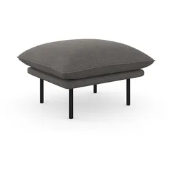 Polsterhocker ANDAS "Stine", grau, B:70cm H:43cm T:65cm, Struktur (100% Polyester), Struktur weich (85% Polyester/15% Nylon), Samtoptik (100% Polyester), Hocker, Besonderes Design durch Kissenoptik und Keder, by Morten Georgsen