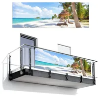 MuchoWow Balkon-Sichtschutz, Hellblau, Kunststoff, Rechteckig, 300x100 cm, Sonnen- & Sichtschutz, Sichtschutz Garten, Balkon Sichtschutze