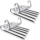 RYHHH 2er Set Hosenbügel Platzsparend,Hosenbügel Mit 5 Ebenen, Kleiderbügel Platzsparend,Edelstahl, Kleiderbügel, Aufbewahrung, Organizer,Für Hosen, Schals, Jeans, Kleidung, Handtücher(Schwarz)