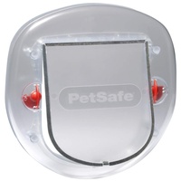 PetSafe Große Katzenklappe für Katzen/kleine Hunde, Ideal für Fenster/Schiebetüren, Tiere bis 10 kg, 4 manuelle Verschlussoptionen, Weiß, Staywell
