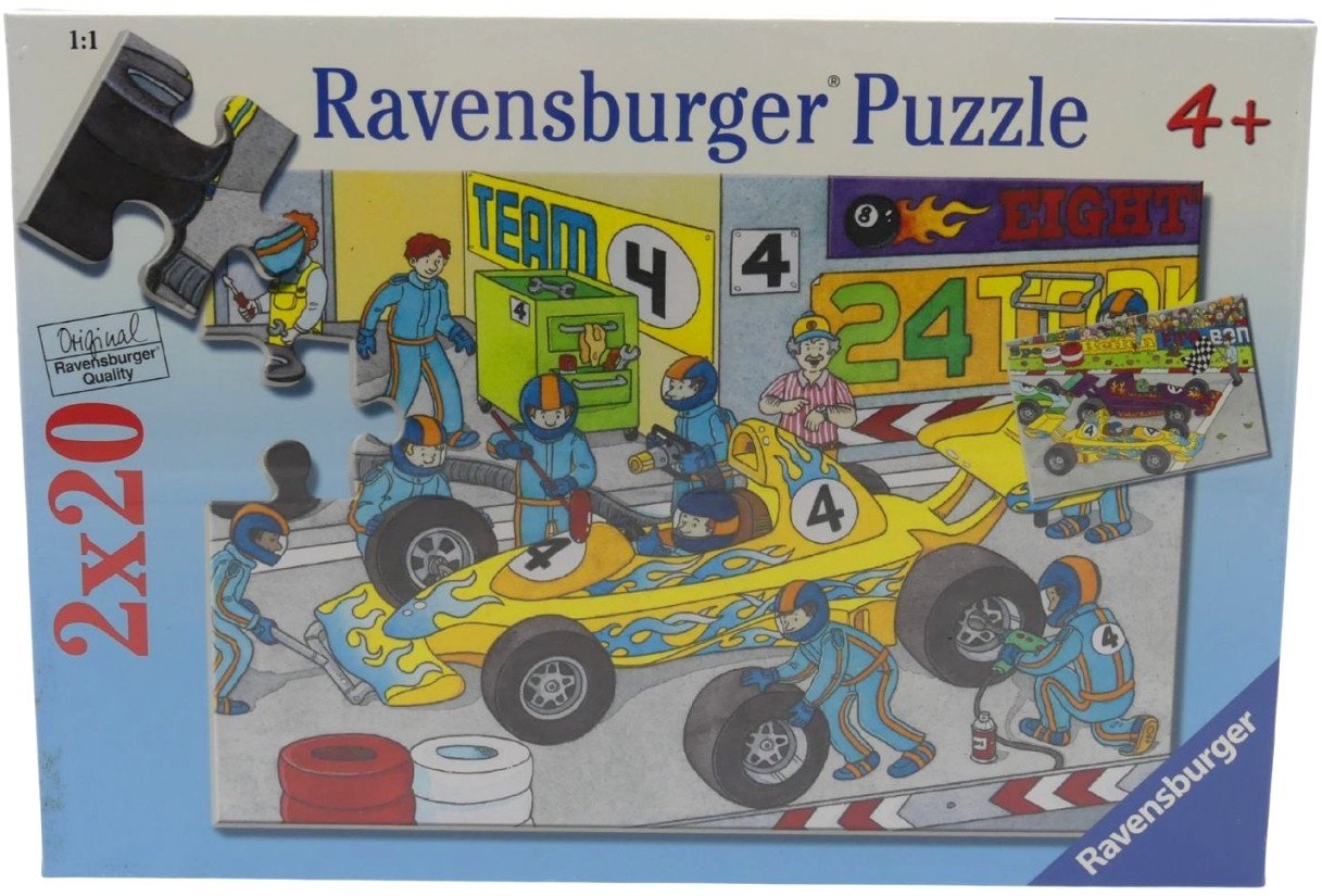 Ravensburger Puzzle an der Rennstrecke 089826 2 x 20 Teile 26,4 x 18,1 cm NEU...