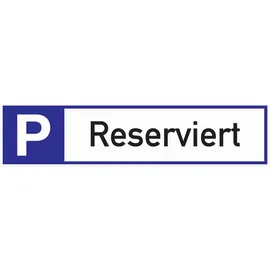 moedel - warnen-sichern-kennzeichnen Parkplatzschild Parkplatz reserviert 46 x 11 cm Weiß/Blau/Schwarz