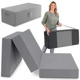 eloneo Spar-Set Klappmatratze Gästematratze, 120x195x15cm, grau inkl. Husse grau & Transporttasche