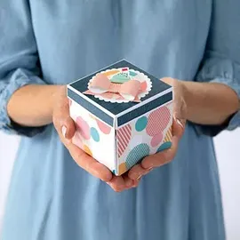 Folia Bastelset Explosionsbox Party blau 46 tlg. 7,5 x 7,5 x 7,5 cm