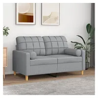 vidaXL 2-Sitzer-Sofa mit Zierkissen Hellgrau 120 cm Stoff