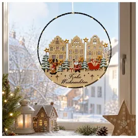 Hti-Living LED-Hängedekoration mit Weihnachtsmann und Rentier