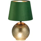 rl live your light Reality Leuchten Tischleuchte Jonna R51242015, Sockel Glas Grün, Schirm Samt Grün/goldfarbig, exkl. 2x E14