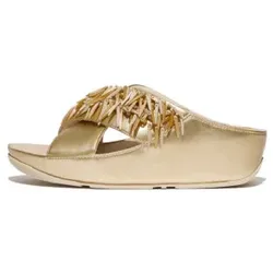 Fitflop für Damen. HI8-675 Goldene Rumba-Perlen-Sandalen (37), 1 bis 3 cm, Keine, Lässig