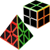 Speed Zauberwürfel Set Aufkleberlos Magic Cube 2x2 3x3Pyraminx Dreieck einfach 3
