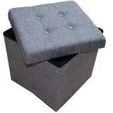 Style home Sitzhocker Sitzbank mit Stauraum, Faltbare Sitztruhe Fußbank Aufbewahrungsbox Polsterhocker, Leinen, 38 * 38 * 38 cm (Grau)