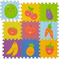 Relaxdays Puzzlematte Früchte, 9-teilige Spielmatte, schadstofffrei, Eva Schaumstoff, Kinderzimmer,