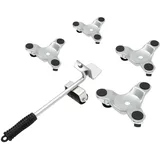 Möbellift-Set 4Pcs PP-Transportrollen und 1Pcs Möbellifter, Möbelroller 360° Drehbar, Möbeltransportroller mit Anti-Rutsch-Polstern, Maximale Belastung 200kg - Möbeltransport-Rollenset
