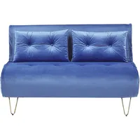Beliani Schlafsofa Samtstoff 2-Sitzer Marineblau