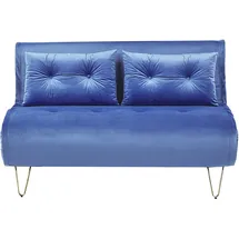 Beliani Schlafsofa Samtstoff 2-Sitzer Marineblau