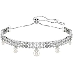 Armband SWAROVSKI "Schmuck Geschenk Ariana Grande Armkette, 5720870", silber (metallfarben, kristallweiß, weiß, kristallweiß), Armbänder, Damen, Metall-Perlen, Metall, Perlen, mit Swarovski Kristall - mit Swarovski Perle