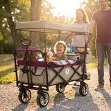 MIWEBA Bollerwagen MB-20 faltbar Beige/Bordeaux rot