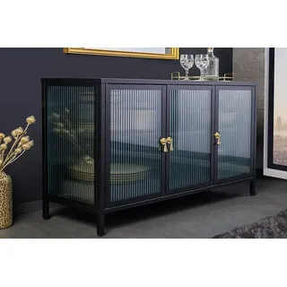 Riess-Ambiente Sideboard AMSTERDAM - 105cm schwarz gold Riffelglas Metall Vitrine Schrank Modern