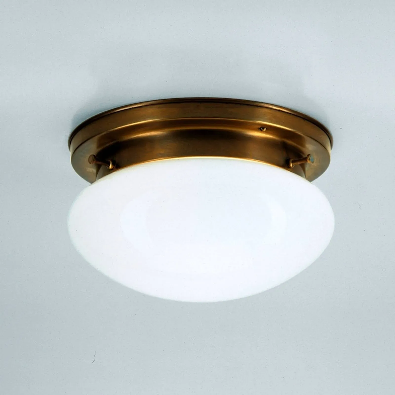 Berliner Messinglampen Deckenlampe HARRY, dimmbar, bronze / altmessing, für Wohn- / Esszimmer, Glas, Antik, Deckenlampe - 20 cm - 20 cm - 12 cm