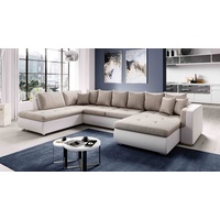 Furnix Wohnlandschaft FIORENZO XXL Sofa mit Schlaffunktion Sofakissen Couch U-Form 4 Farben, komfortabel, strapazierfähig, pflegeleicht & funktional beige