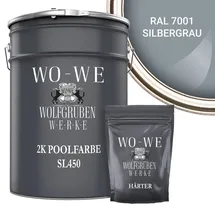 WO-WE 2K Poolfarbe Poolbeschichtung Schwimmbadfarbe Silbergrau 2,5 kg