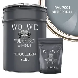 WO-WE 2K Poolfarbe Poolbeschichtung Schwimmbadfarbe Silbergrau 2,5 kg