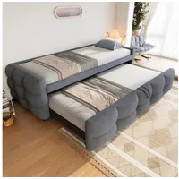 MODFU Schlafsofa Polsterbett Ausziehbar,Schlafsofa,Doppelbett,Multifunktionsbett, Polsterbett Ausziehbar 90/180 x 190 cm, Multifunktionales Teddy-Samt Schlafsofa., mit Relaxfunktion grau