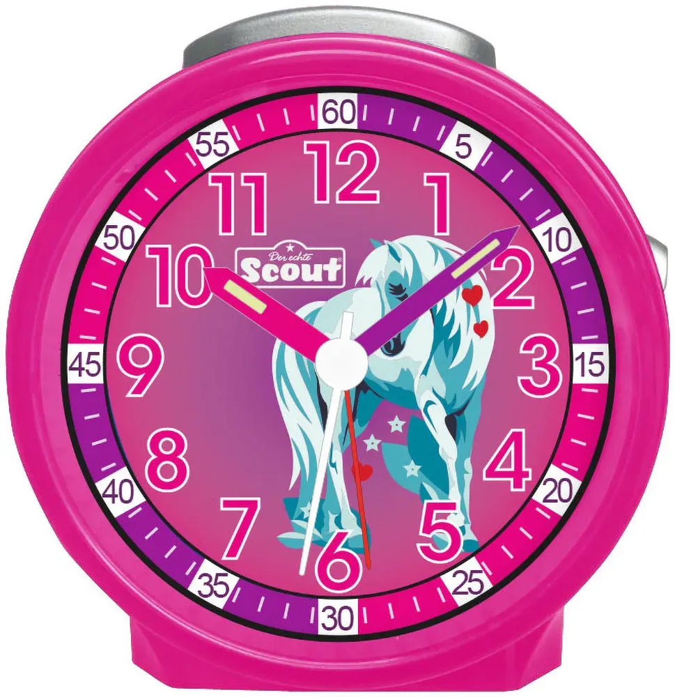 Kinderwecker SCOUT "Friends", pink, Wecker, Kinder, Kinderwecker, Geschenkidee, Kinderzimmer,Schulanfang, Pferd,Lernwecker