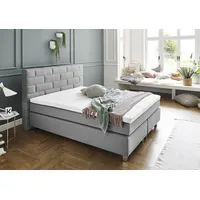 Westfalia Schlafkomfort Boxspringbett, grau, B:155cm L:210cm, Bezug Bett: Feinstruktur