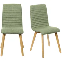 Home Affaire 4-Fußstuhl HOME AFFAIRE "Arosa Esszimmerstuhl, Polsterstuhl, Küchenstuhl, Speisestuhl, Essstuhl", grün (hellgrün, natur), B:49,5cm H:90,5cm T:58cm, Massivholz, Polyester, Sperrholz, Stühle, 2er-Set, Beine aus Massivholz Eiche oder Buche, mit gestepptem