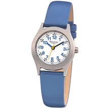 REGENT F-947 Kinderuhr Titan Blau Ø 26 mm - Trübes Blau/Weiß