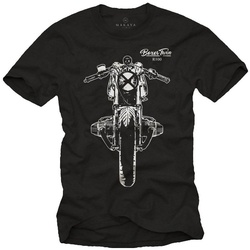 MAKAYA T-Shirt Herren Biker Style Vintage Bikershirt Motorradbekleidung Männer mit Druck, aus Baumwolle schwarz 3XL