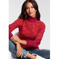 Rollkragenpullover, mit Jacquard-Muster - NEUE KOLLEKTION, Gr. 40, rot-pink, , 89092025-40