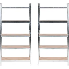 Beliani Garagenregal 2er Set 75 x 30 x 0 cm Silber