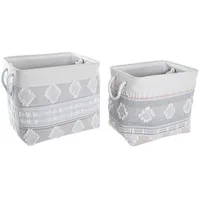 DKD Home Decor Korbset Baumwolle 45 x 35 x 40 cm Beige/Grau/Weiß/Mehrfarbig