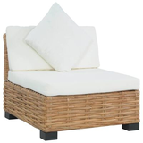 vidaXL Rattan-Sofa mit Auflagen natur