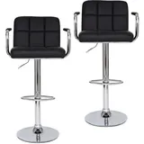 dibea Barhocker 2er-Set mit stufenloser Höhenverstellung, Barstuhl 360° drehbar & schwarz