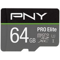 PNY microSDXC Pro Elite 64 GB Class 10 UHS-I A1 V30 + SD-Adapter