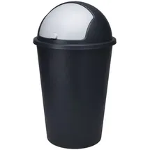 Spetebo XXL Abfalleimer mit Schiebedeckel schwarz - 50 L - Runder Mülleimer mit Kuppel Deckel recycelbar