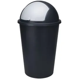 Spetebo XXL Abfalleimer mit Schiebedeckel schwarz - 50 L - Runder Mülleimer mit Kuppel Deckel recycelbar