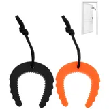 FUGLUS 2 Stück Türstopper aus Gummi, Fensterstopper Türkeil - Polizei Feuerwehr Zubehör, Kindersicherung gegen Quetschen, Kleiner Wandhalter Schwarz (Schwarz&Orange)