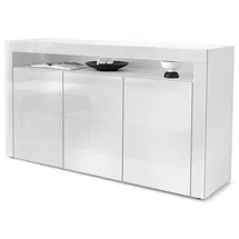 Vladon Sideboard Weiß Hochglanz Holzwerkstoff, 155x92x40 cm, Wohnzimmer, Kommoden, Sideboards,