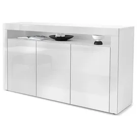 Vladon Sideboard Weiß Hochglanz Holzwerkstoff, 155x92x40 cm, Wohnzimmer, Kommoden, Sideboards,