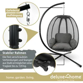 deluxe4home Hängesessel mit Gestell Grau