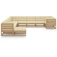 vidaXL 11-tlg Garten-Lounge-Set Kissen Honigbraun Massivholz